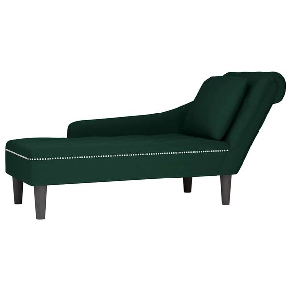 vidaXL Fauteuil long et coussin et accoudoir droit vert fonc&eacute; velours
