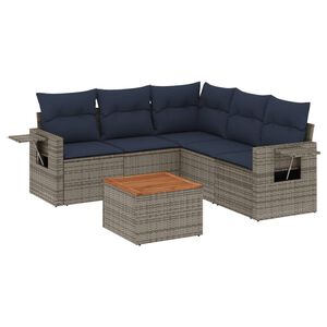vidaXL Ensemble de canap&eacute; de jardin 6 pcs avec coussins gris r&eacute;sine tress&eacute;e