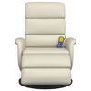 vidaXL Fauteuil inclinable de massage et repose-pieds cr&egrave;me similicuir