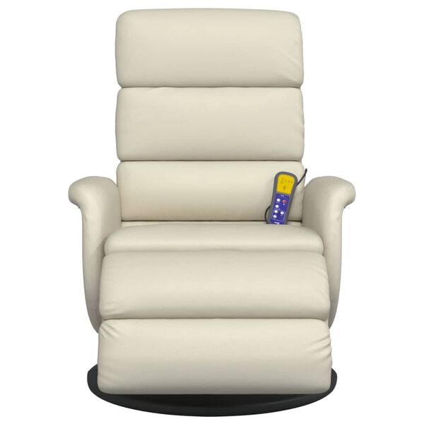 vidaXL Fauteuil inclinable de massage et repose-pieds cr&egrave;me similicuir