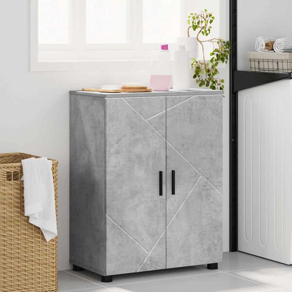 vidaXL Cabinet de salle de bain avec porte Gris b&eacute;ton 60 x 35 x 80 cm