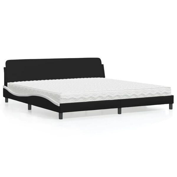 vidaXL Lit avec matelas Dover noir et blanc 200x200 cm similicuir