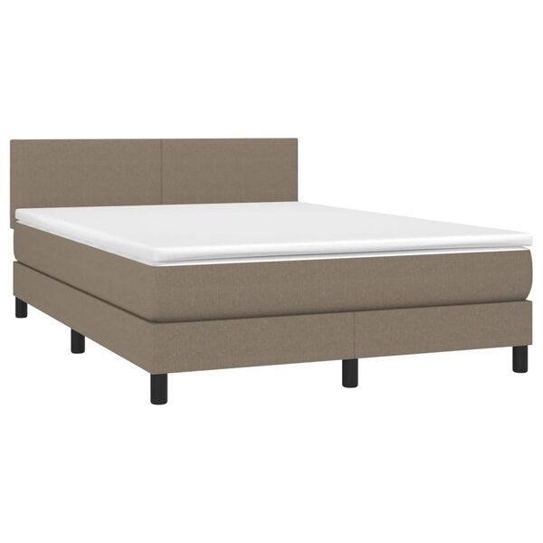 vidaXL Sommier &agrave; lattes de lit avec matelas LED Taupe 140x190 cm Tissu