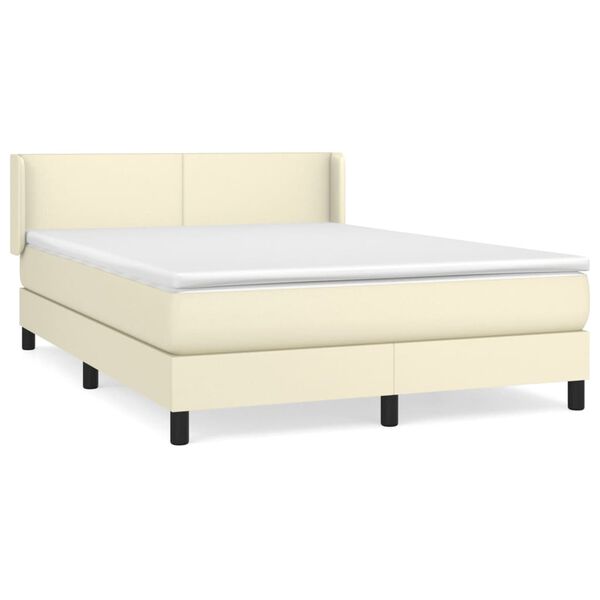vidaXL Sommier &agrave; lattes de lit avec matelas Cr&egrave;me 140x190cm Similicuir