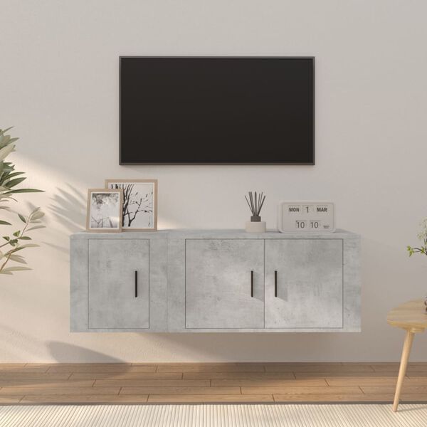 vidaXL Ensemble de meubles TV 2 pcs gris b&eacute;ton bois d'ing&eacute;nierie
