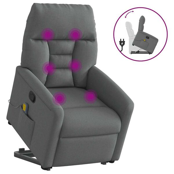 vidaXL Fauteuil de massage inclinable Gris fonc&eacute; Tissu