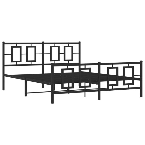 vidaXL Cadre de lit m&eacute;tal sans matelas avec pied de lit noir 160x200cm