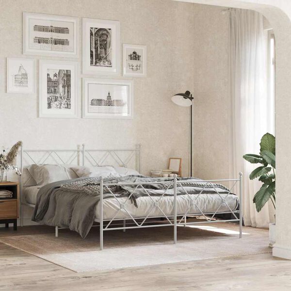 vidaXL T&ecirc;te de lit de remplacement m&eacute;tal blanc 160 cm
