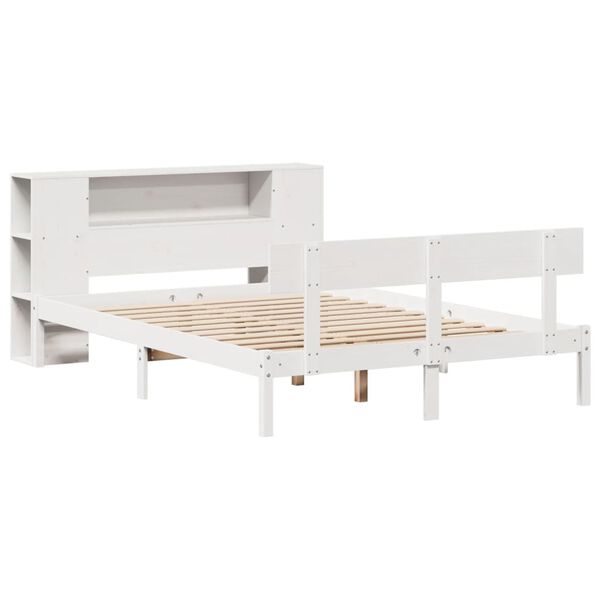 vidaXL Lit biblioth&egrave;que sans matelas blanc 160x200 cm bois pin massif