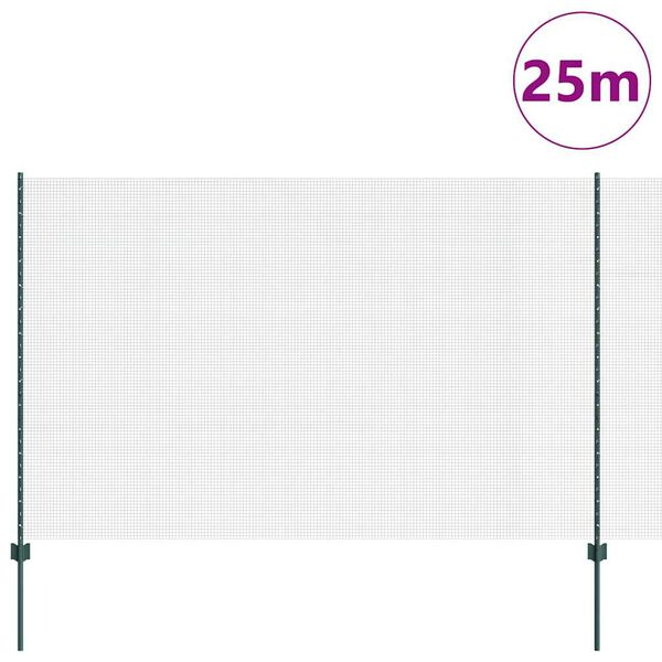 vidaXL Clôture avec poteau Vert 1,6 x 25 m Acier et PVC