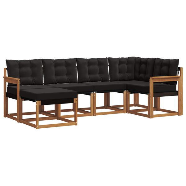 vidaXL Ensemble de canap&eacute;s d'ext&eacute;rieur 6 pcs Naturel et Noir