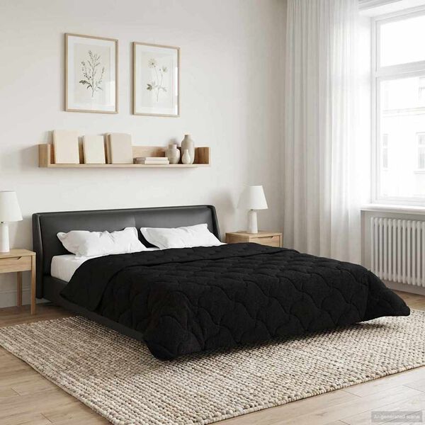 vidaXL Duvet complet toute l'ann&eacute;e Matelass&eacute; Noir 200 x 220 cm