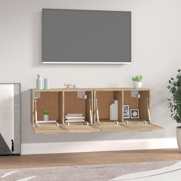 vidaXL Armoires murales 2 pcs Ch&ecirc;ne sonoma 60x36,5x35 cm Bois