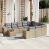 vidaXL Salon de jardin 11 pcs avec coussins beige r&eacute;sine tress&eacute;e