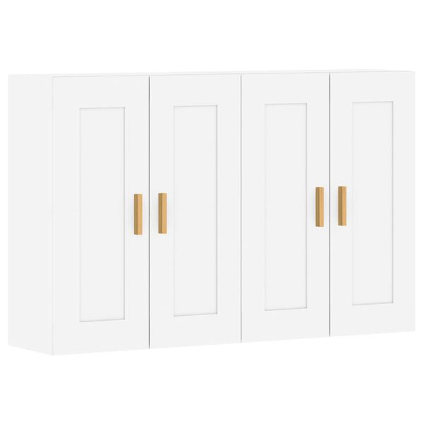 vidaXL Armoires murales 2 pcs blanc bois d'ing&eacute;nierie