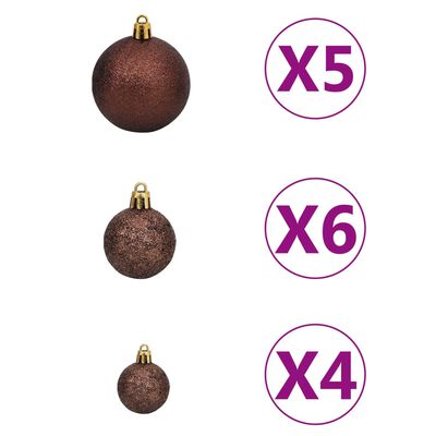 vidaXL Arbre de Noël artificiel pré-éclairé/boules 180 cm 564 branches