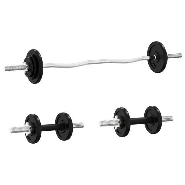 vidaXL Ensemble d'haltères et de barres avec plaques 60 kg fonte