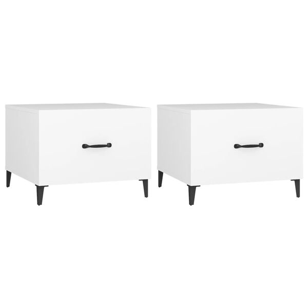 vidaXL Tables basses avec pieds en métal 2 pcs Blanc 50x50x40 cm