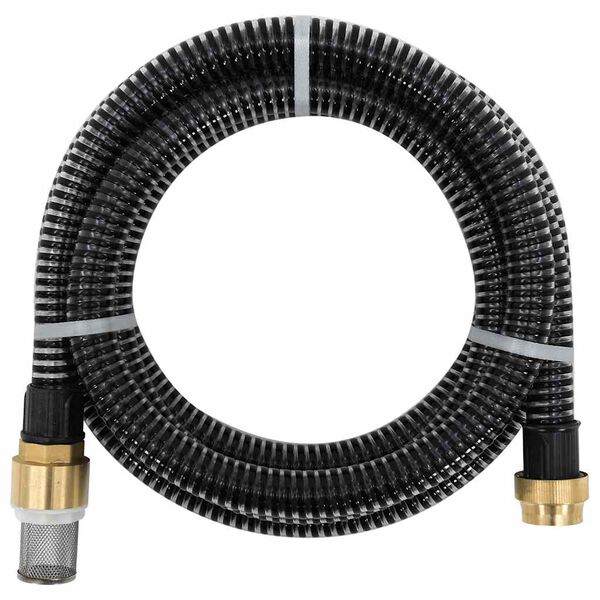 vidaXL Tuyau d'aspiration avec raccords en laiton noir 1,1" 20 m PVC