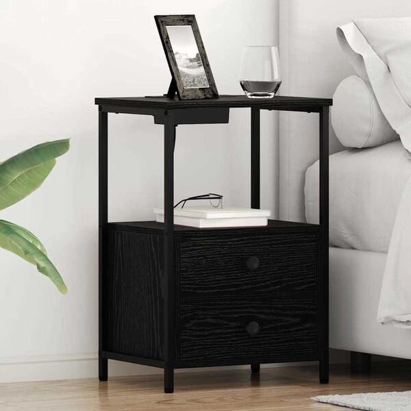 vidaXL Cabinet de chevet Ch&ecirc;ne noir 40 x 31 x 60 cm Bois d'ing&eacute;nierie