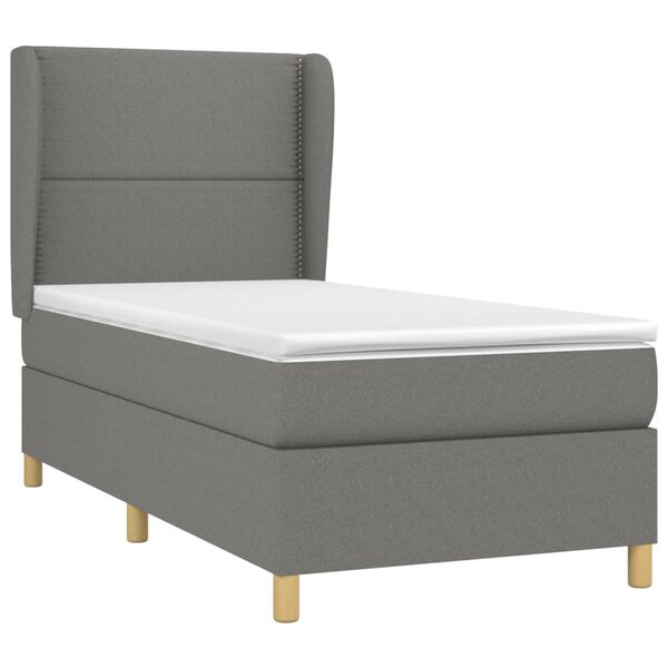 vidaXL Sommier &agrave; lattes de lit avec matelas Gris fonc&eacute; 80x200 cm Tissu