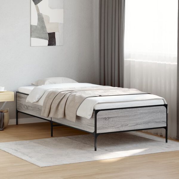 vidaXL Cadre de lit sans matelas sonoma gris 75x190 cm