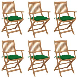 vidaXL Chaises pliantes 6 pi&egrave;ces avec coussins en bois d'acacia massif