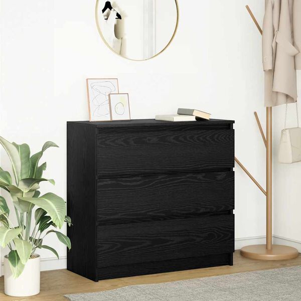 vidaXL Buffet ch&ecirc;ne noir 80x35x76 cm bois d'ing&eacute;nierie