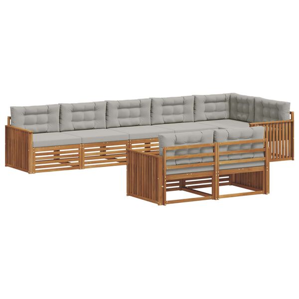 vidaXL Ensemble de canap&eacute;s d'ext&eacute;rieur 8 pcs Gris Naturel et Clair
