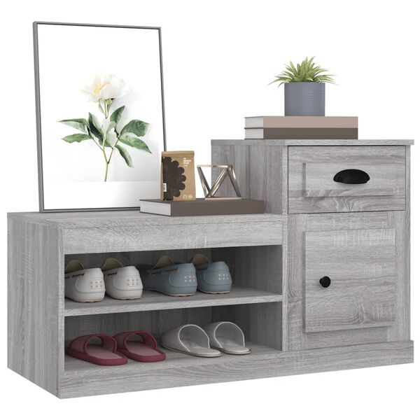 vidaXL Armoire &agrave; chaussures sonoma gris 100x42x60 cm bois d'ing&eacute;nierie
