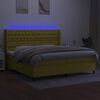 vidaXL Sommier &agrave; lattes de lit matelas et LED Vert 200x200 cm Tissu