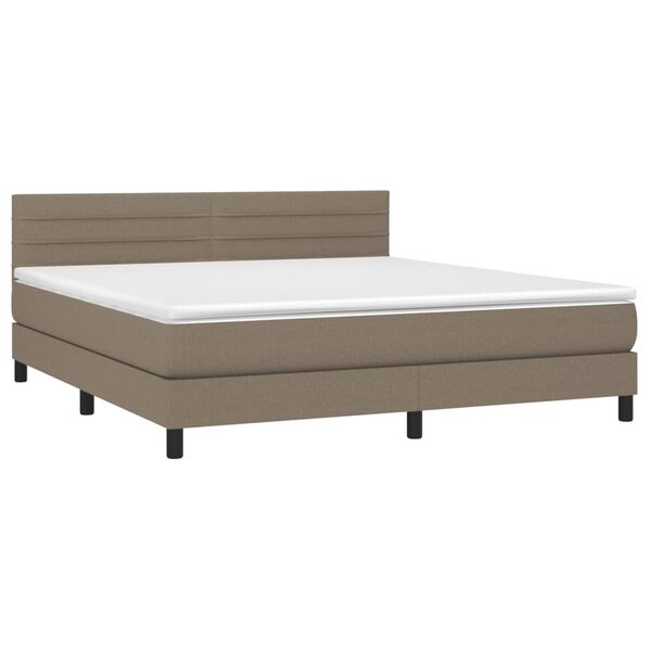 vidaXL Sommier &agrave; lattes de lit avec matelas LED Taupe 180x200 cm Tissu