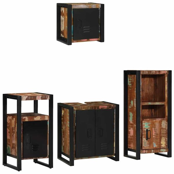 vidaXL Ensemble de mobilier de salle de bain 4 pcs Bois Recyclé Solide