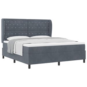 vidaXL Lit &agrave; ressorts avec matelas Gris fonc&eacute; 200 x 180 cm Polyester