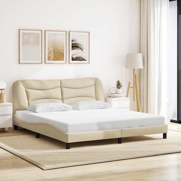 vidaXL Cadre de lit sans matelas Hvar cr&egrave;me 180x200 cm tissu