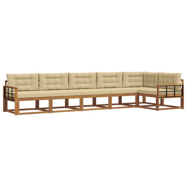 vidaXL Ensemble de canap&eacute;s d'ext&eacute;rieur 6 pcs Naturel et Beige