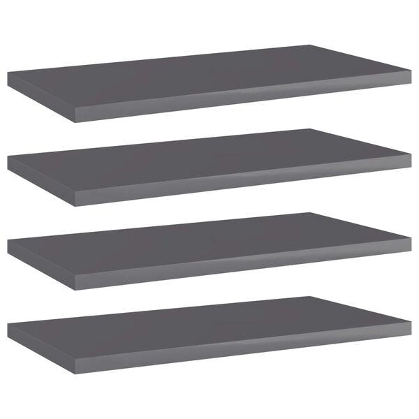 vidaXL Panneaux bibliothèque 4pcs Gris brillant 40x20x1,5cm Aggloméré