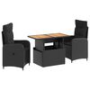 vidaXL Ensemble de repas ext&eacute;rieur 3 pc Noir