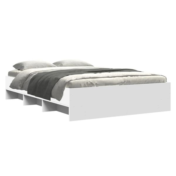 vidaXL Cadre de lit sans matelas blanc 120x190 cm bois d'ing&eacute;nierie