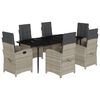 vidaXL Ensemble &agrave; manger de jardin et coussins 7 pcs gris clair rotin