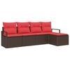 vidaXL Ensemble de Canap&eacute;s 5 pc Marron et rouge polyrotin
