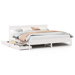 vidaXL Cadre de lit sans matelas blanc 200x200 cm bois massif de pin