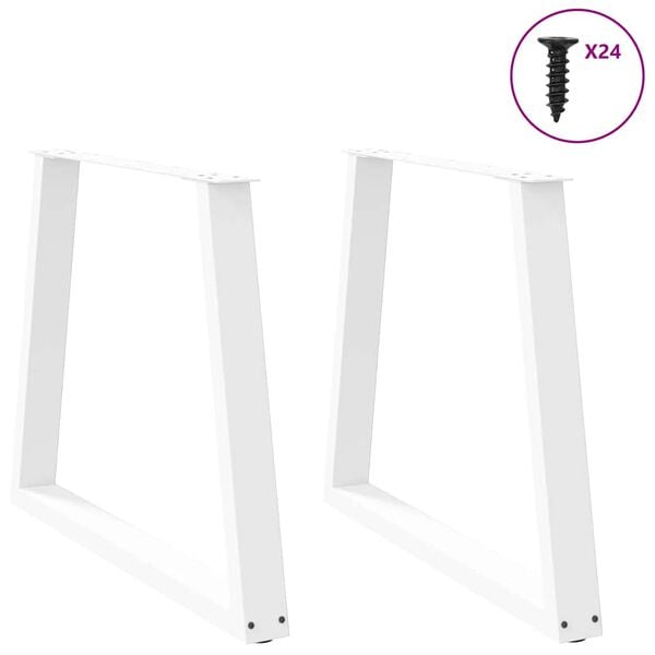 vidaXL Pieds de table &agrave; manger en forme de V, 2 pi&egrave;ces, blanc, 80 x (72-73,3) cm, acier