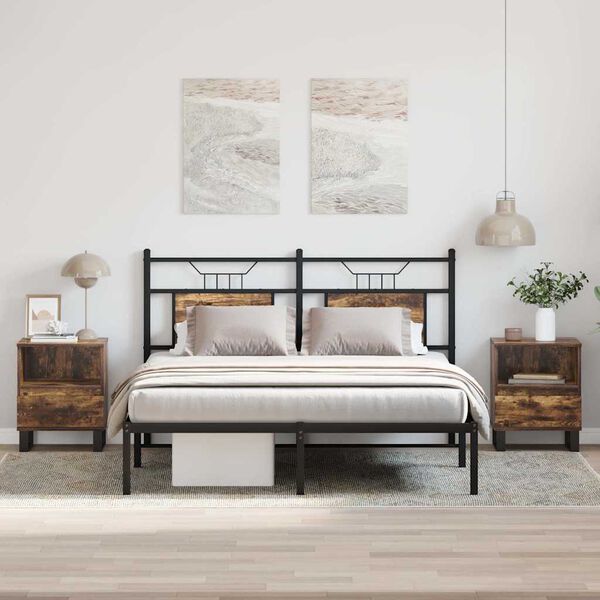 vidaXL Tables de chevet 2 pcs chêne fumé 40x35x50 cm bois ingénierie