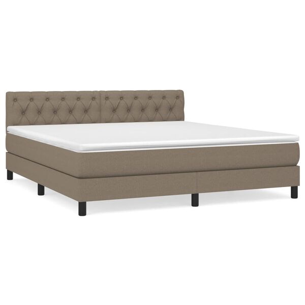 vidaXL Sommier &agrave; lattes de lit avec matelas Taupe 160x200 cm Tissu