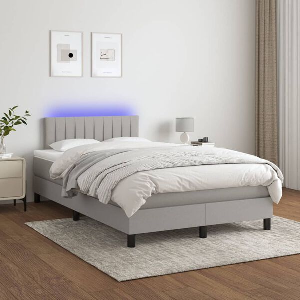 vidaXL Sommier &agrave; lattes de lit matelas LED Gris clair 120x200 cm Tissu