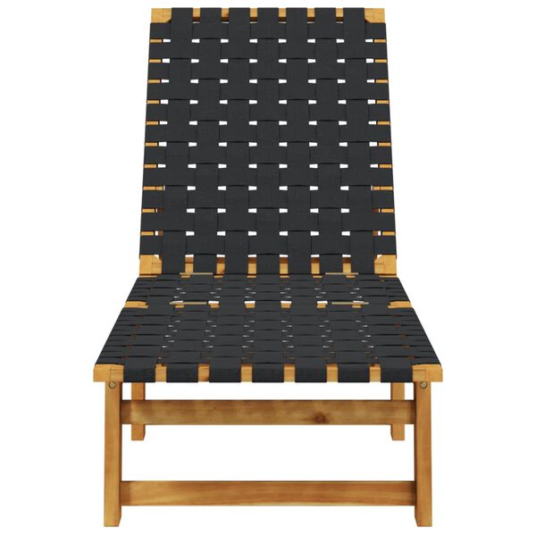 vidaXL Chaises longues lot de 2 noir bois d'acacia solide et tissu