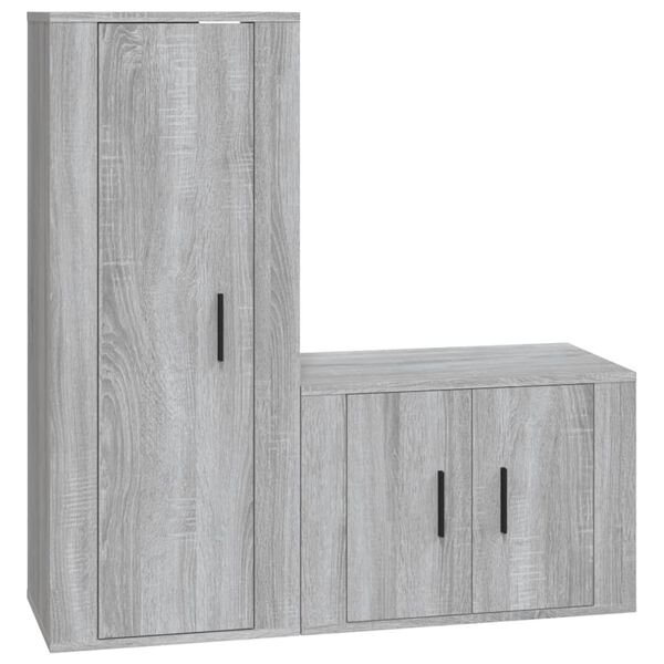 vidaXL Ensemble de meubles TV 2 pcs Sonoma gris Bois d'ing&eacute;nierie