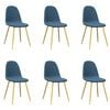 vidaXL Chaises à manger lot de 6 bleu velours