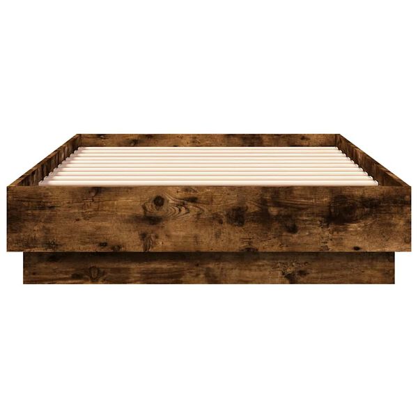 vidaXL Cadre de lit sans matelas ch&ecirc;ne fum&eacute; 90x190cm bois d'ing&eacute;nierie